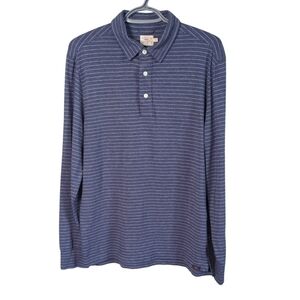 Faherty Movement Long-Sleeve Polo Modal/Pima Cotton Blue Stripes Size Medium